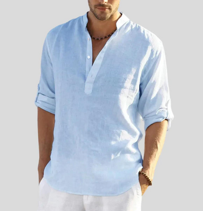 Men's Linen Shirt Long Sleeve Button-Down Elegant