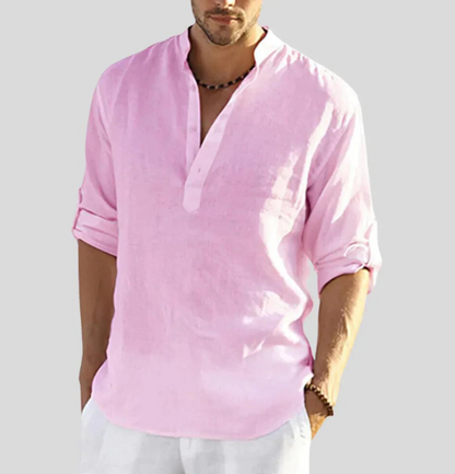 Men's Linen Shirt Long Sleeve Button-Down Elegant