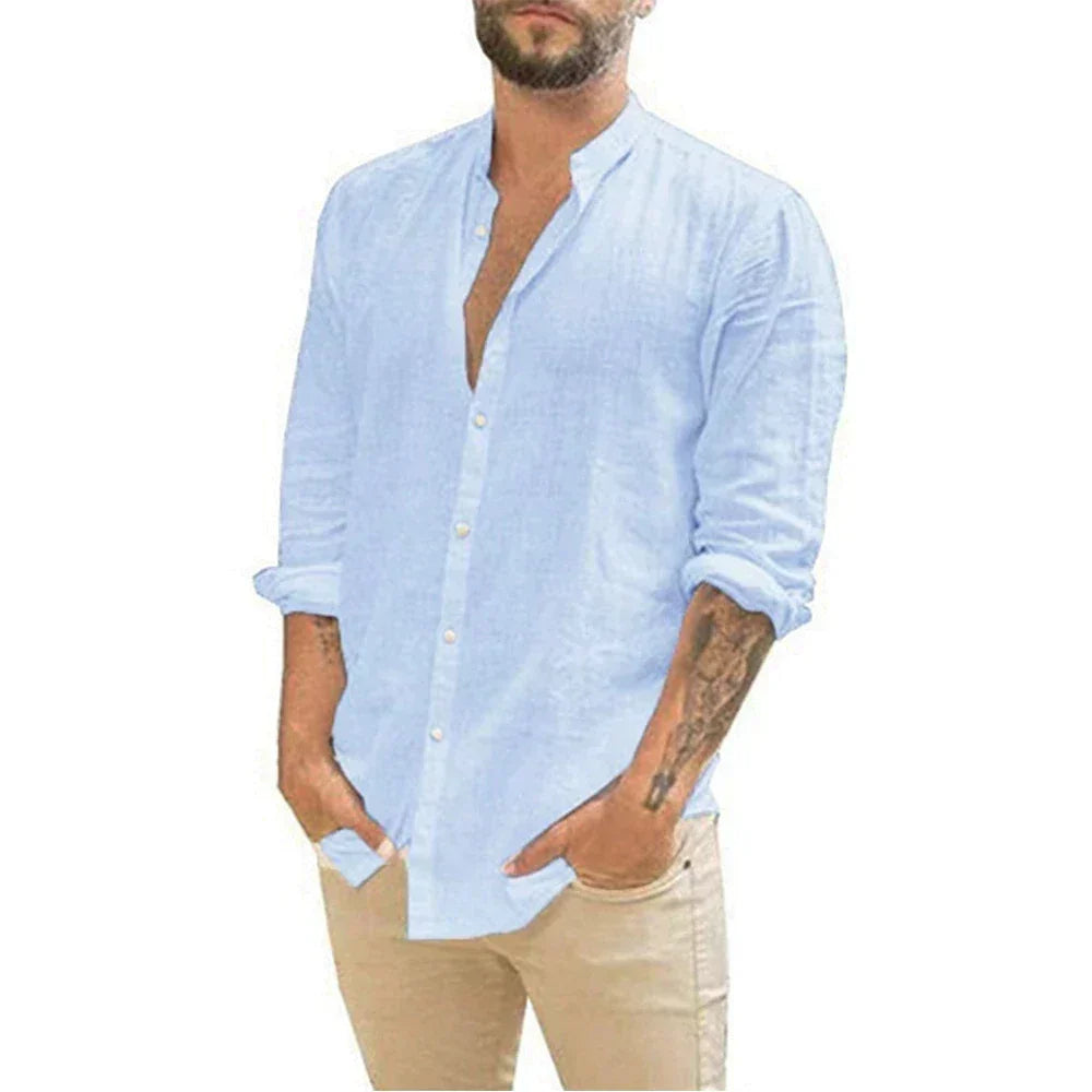 Linen Shirt Long Sleeve Summer Modern Men