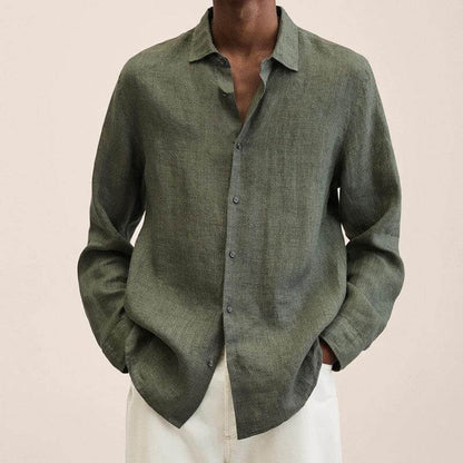 Men's Long Sleeve Linen Shirt Casual Style