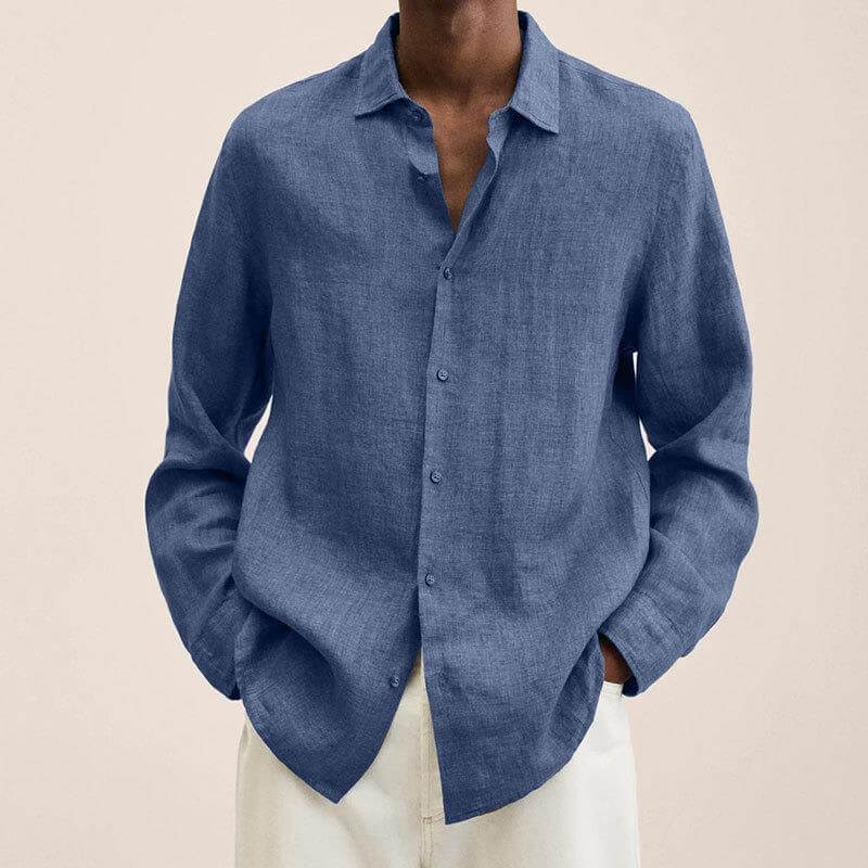 Men's Long Sleeve Linen Shirt Casual Style