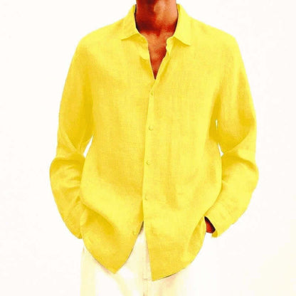 Men's Long Sleeve Linen Shirt Casual Style