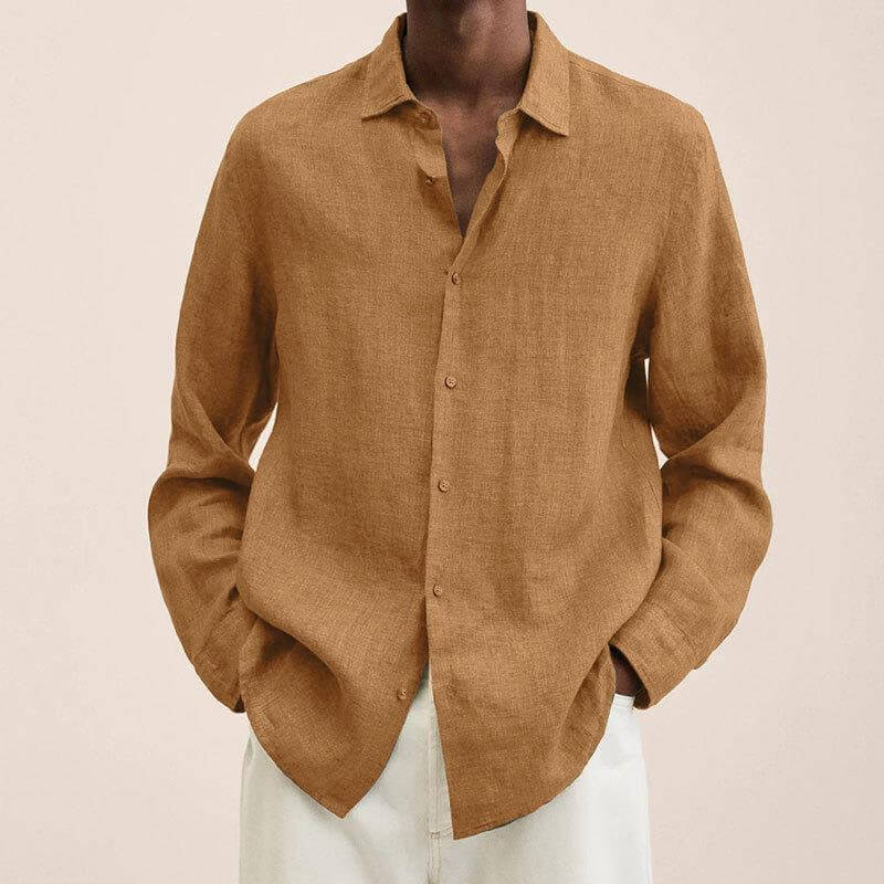 Men's Long Sleeve Linen Shirt Casual Style