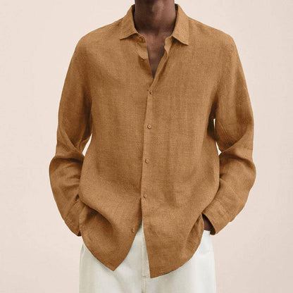 Men's Long Sleeve Linen Shirt Casual Style