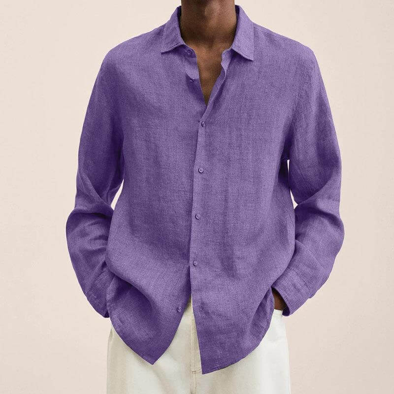 Men's Long Sleeve Linen Shirt Casual Style