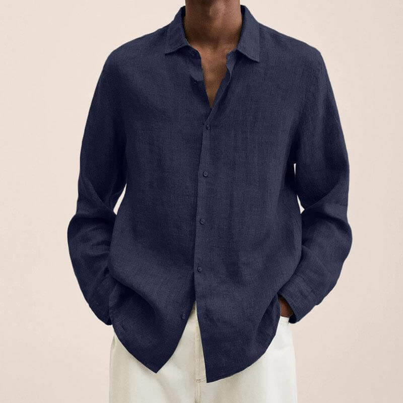 Men's Long Sleeve Linen Shirt Casual Style