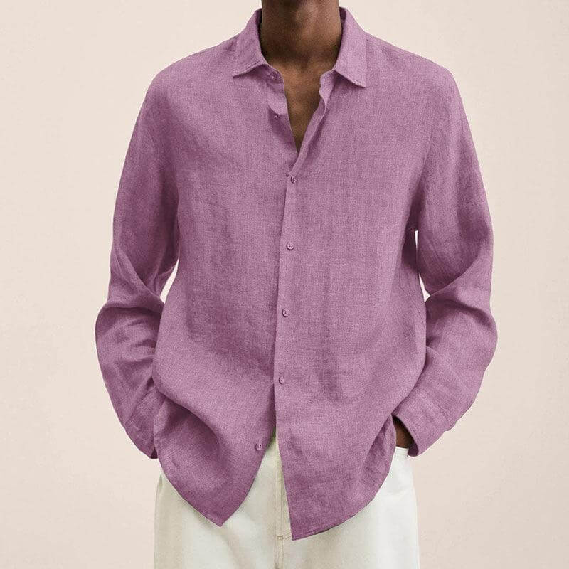 Men's Long Sleeve Linen Shirt Casual Style