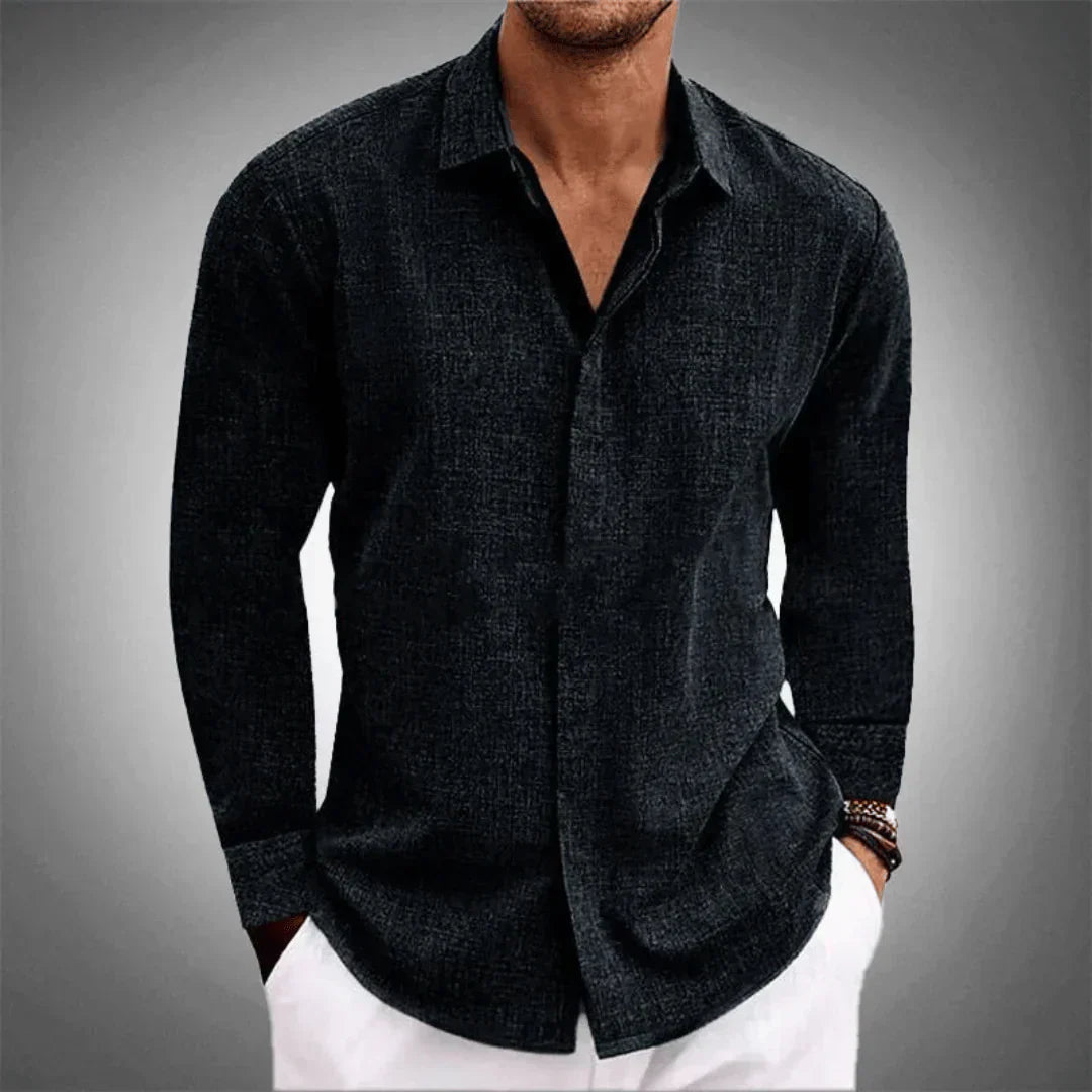 Men's Linen Shirt Long Sleeve Collar Buttons Elegant