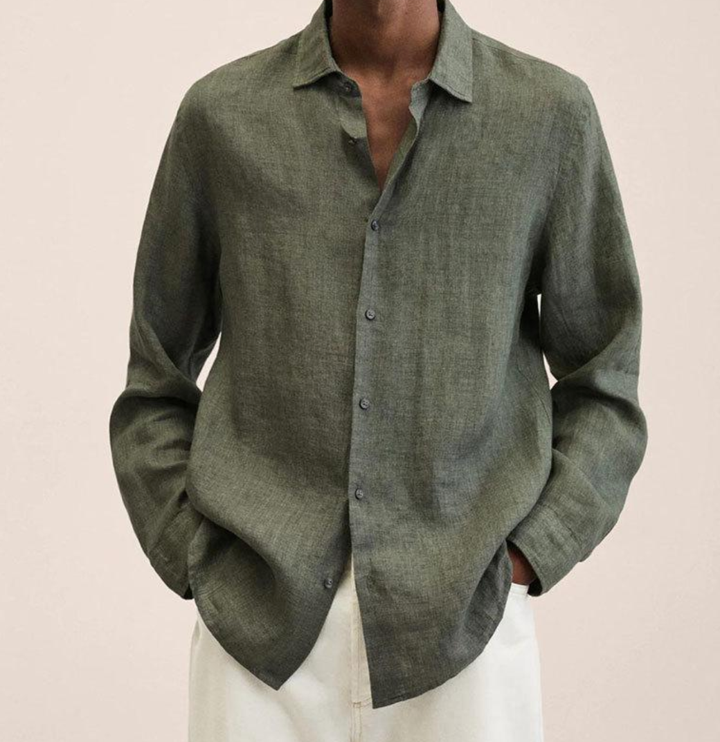 Men's Comfortable Long-Sleeve Linen Shirt