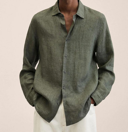 Men's Comfortable Long-Sleeve Linen Shirt