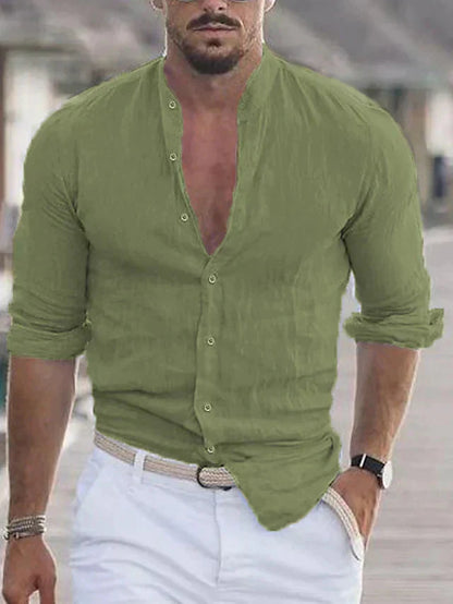 Men's Classic Long Sleeve Linen Shirt