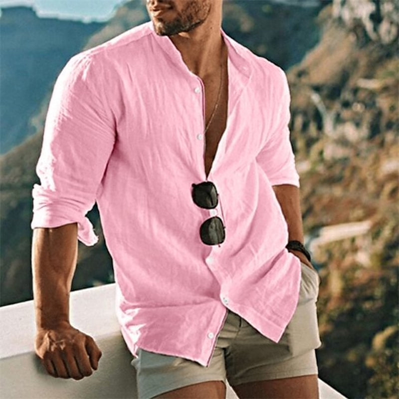 Men's Linen Shirt Summer Comfortable Long Sleeve