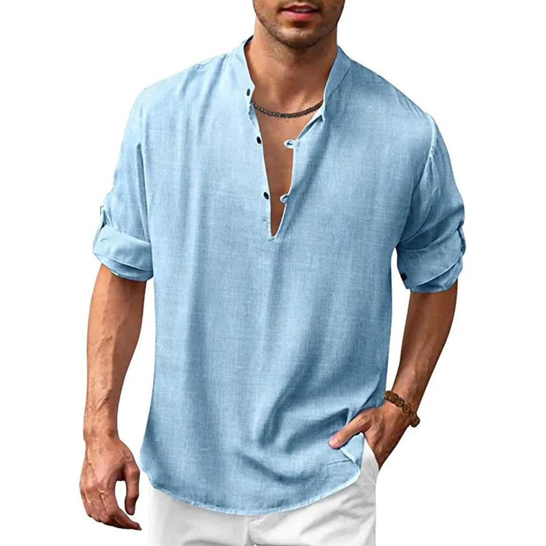 Linen Shirt Summer Comfortable V-Neck