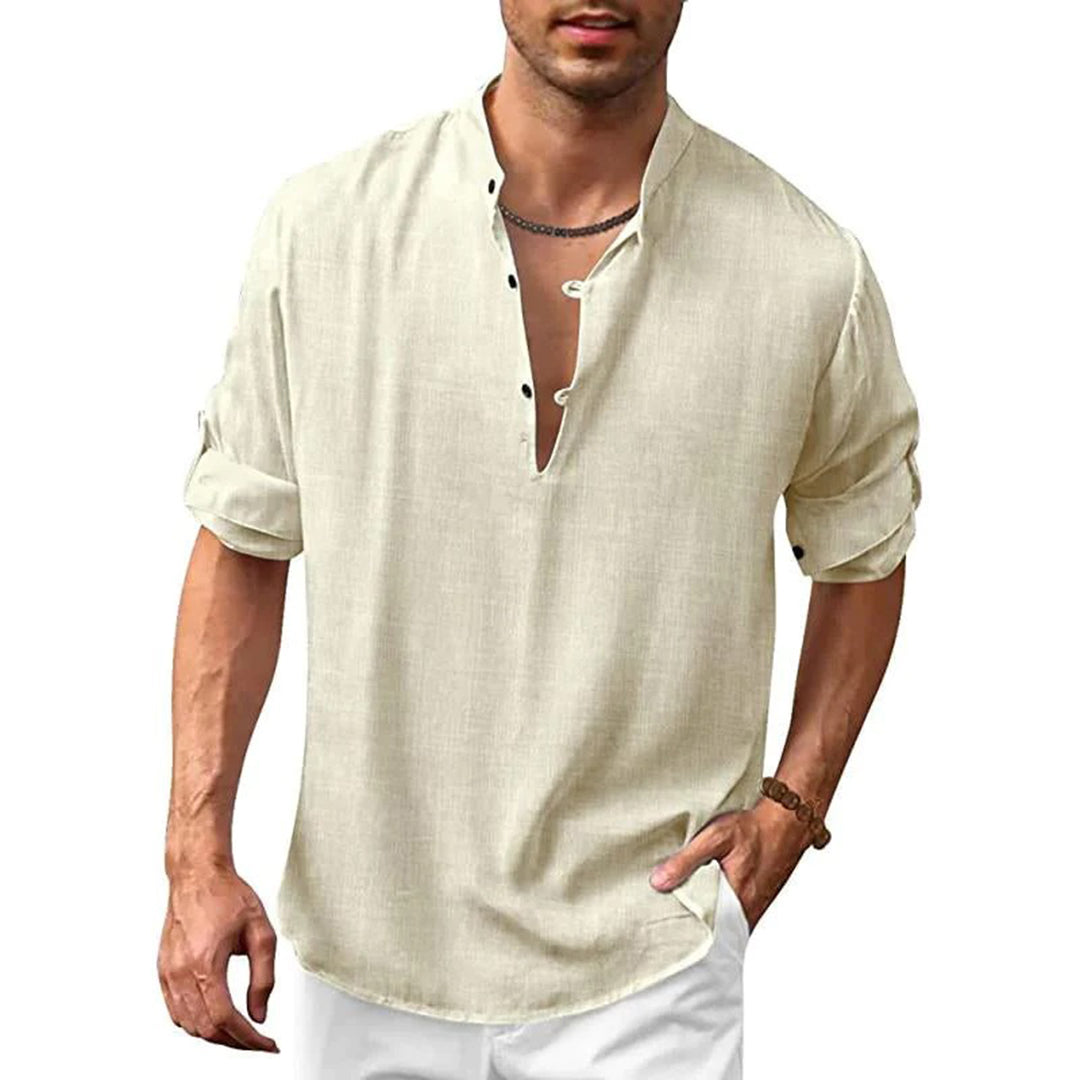 Linen Shirt Summer Comfortable V-Neck