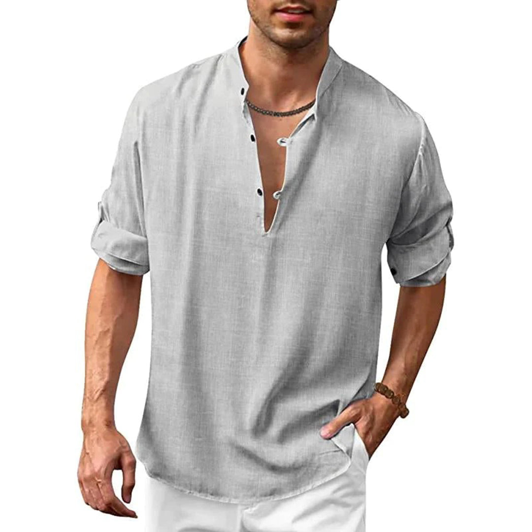 Linen Shirt Summer Comfortable V-Neck