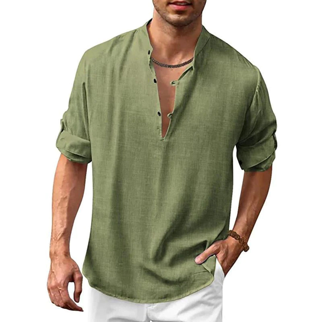 Linen Shirt Summer Comfortable V-Neck