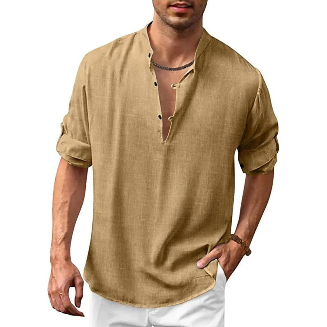 Linen Shirt Summer Comfortable V-Neck