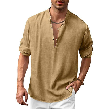 Linen Shirt Summer Comfortable V-Neck