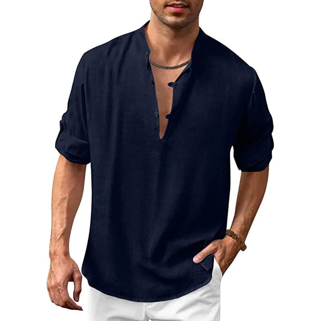 Linen Shirt Summer Comfortable V-Neck