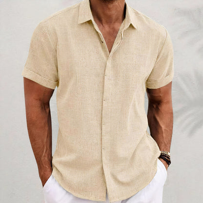 Men's Elegant Short-Sleeved Linen Shirt
