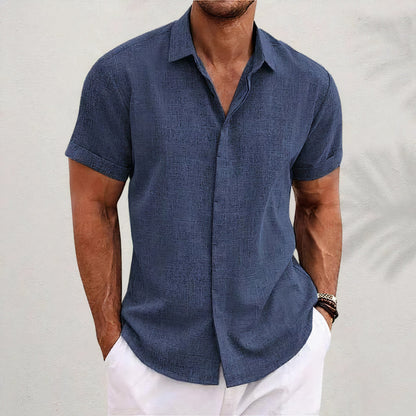 Men's Elegant Short-Sleeved Linen Shirt