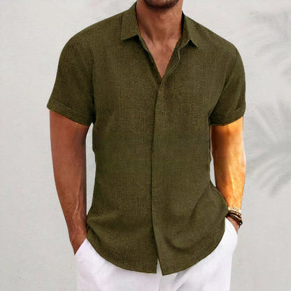 Men's Elegant Short-Sleeved Linen Shirt