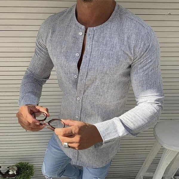 Men's Slim Fit Linen Shirt Long Sleeve Buttons