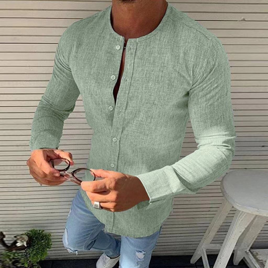Men's Slim Fit Linen Shirt Long Sleeve Buttons