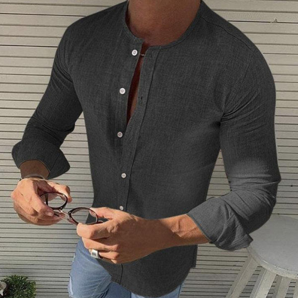 Men's Slim Fit Linen Shirt Long Sleeve Buttons