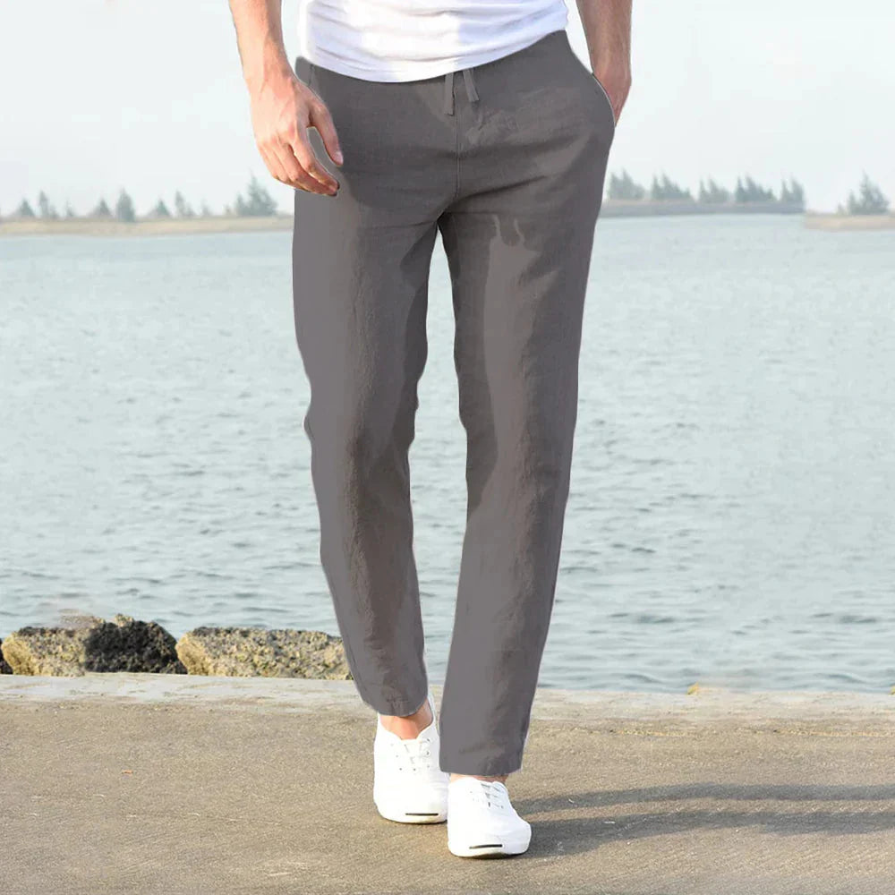 Men's Linen Summer Trousers Cotton Elastic