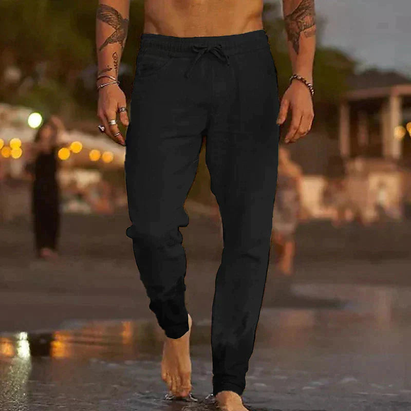 Men's Linen Trousers Comfortable Elastic Summer