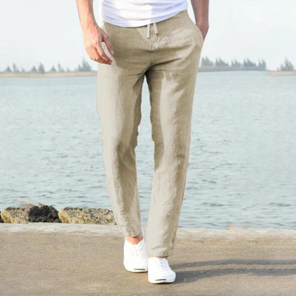 Linen Trousers Summer Men's Comfortable Lace-up