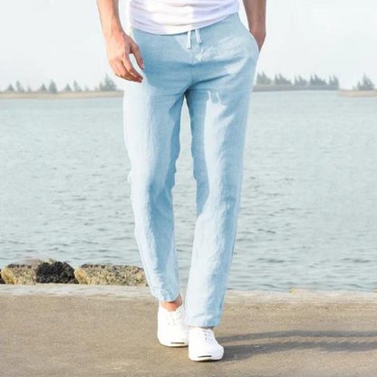 Linen Trousers Summer Men's Comfortable Lace-up