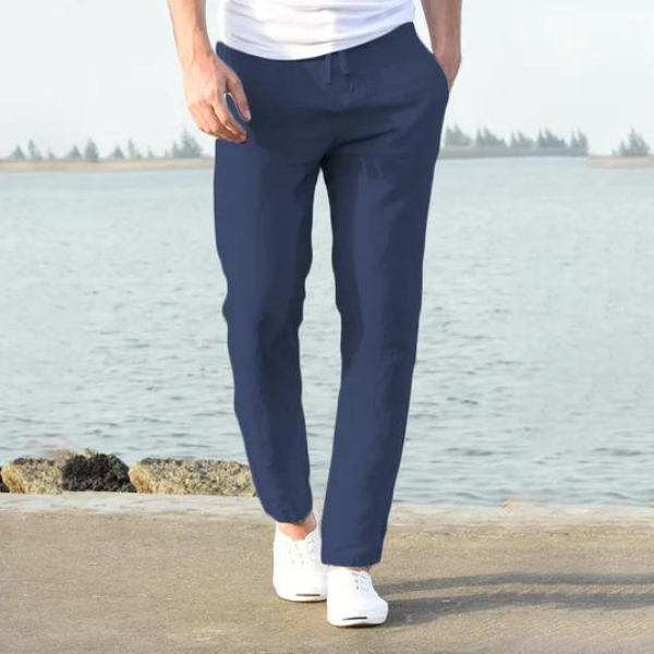 Linen Trousers Summer Men's Comfortable Lace-up