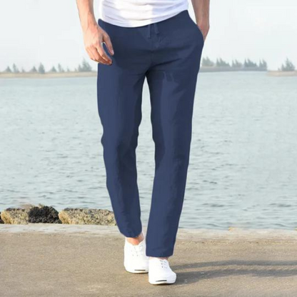 Linen Trousers Summer Men's Comfortable Lace-up