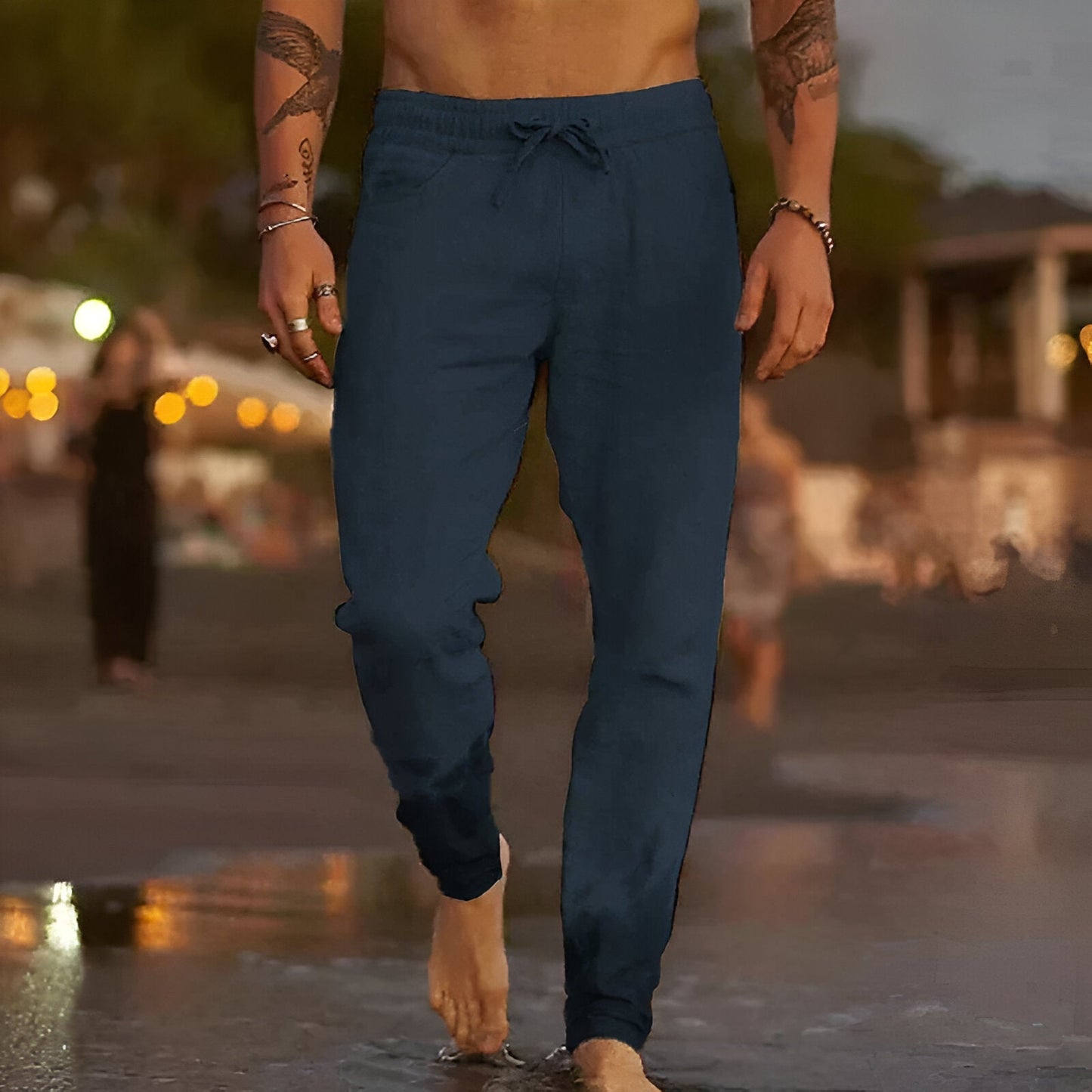 Men's Loose Fit Linen Trousers Summer