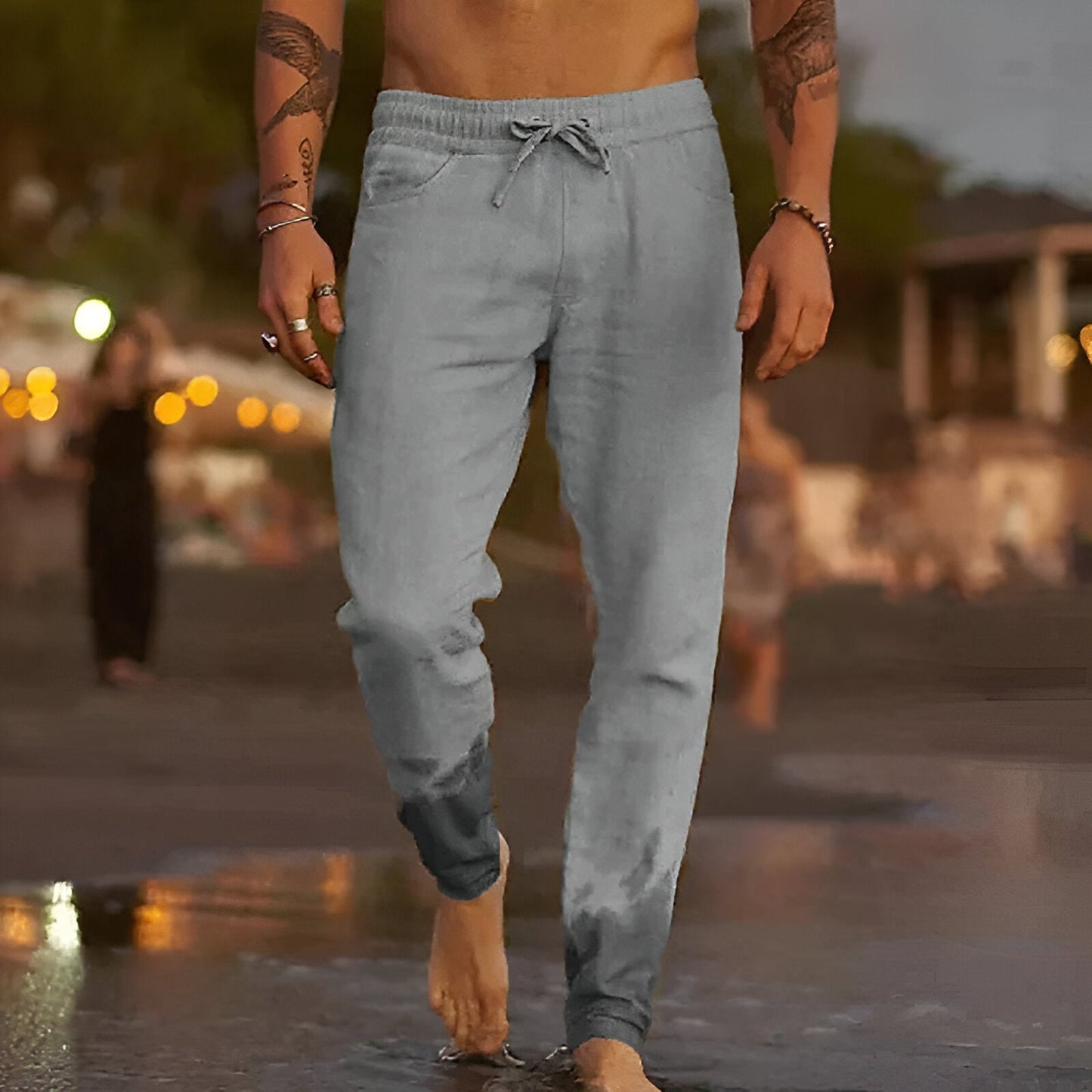 Men's Loose Fit Linen Trousers Summer