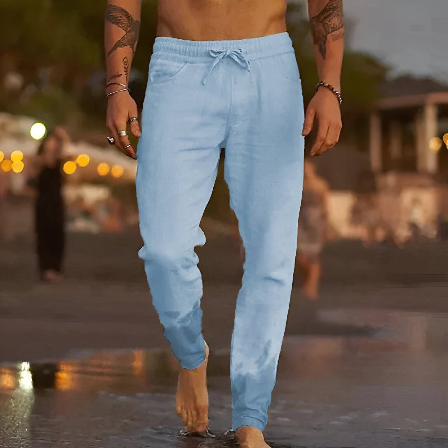 Men's Loose Fit Linen Trousers Summer