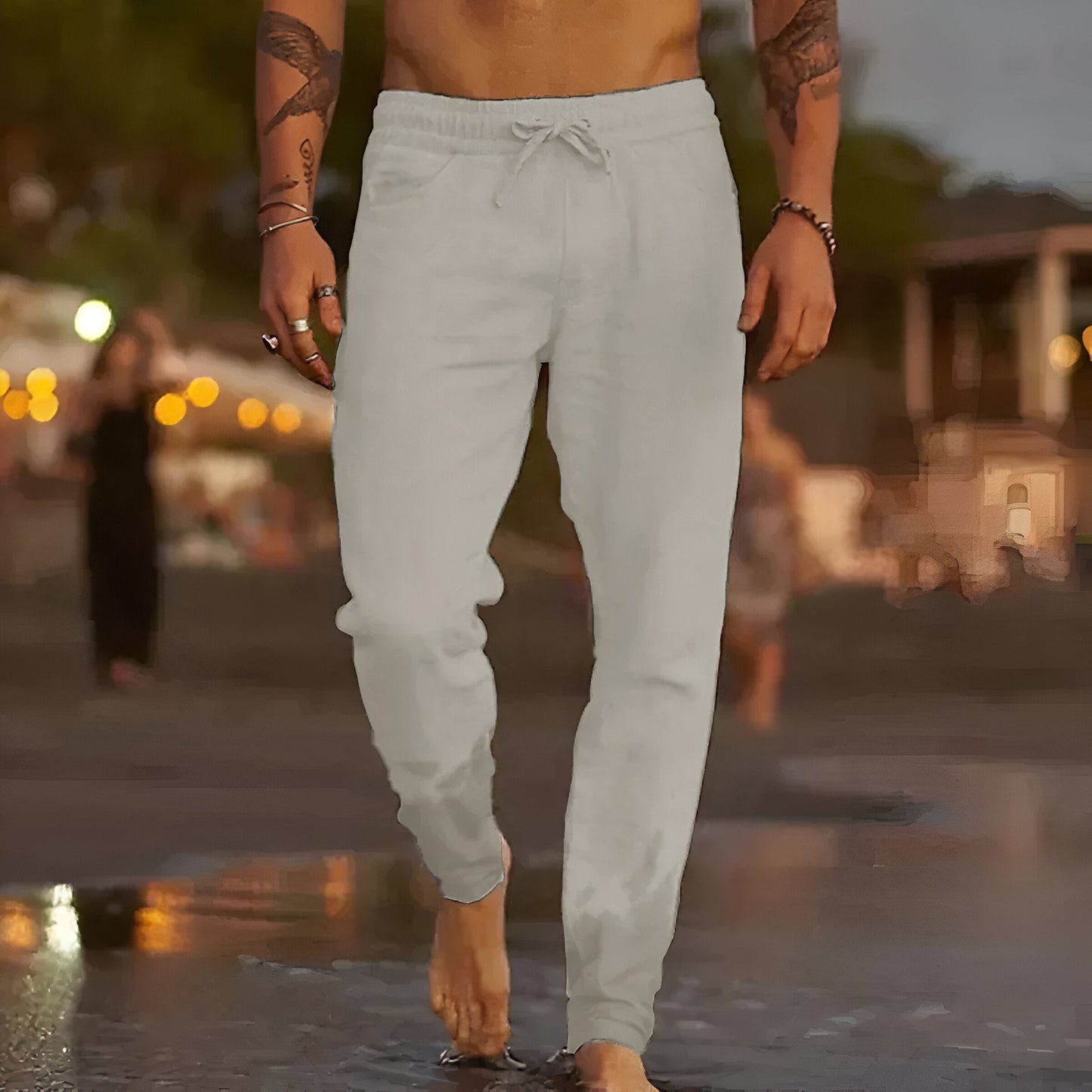 Men's Loose Fit Linen Trousers Summer