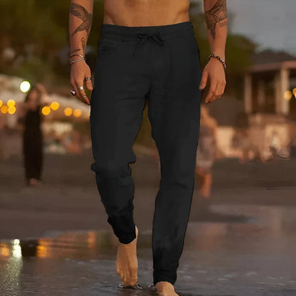 Men's Loose Fit Linen Trousers Summer