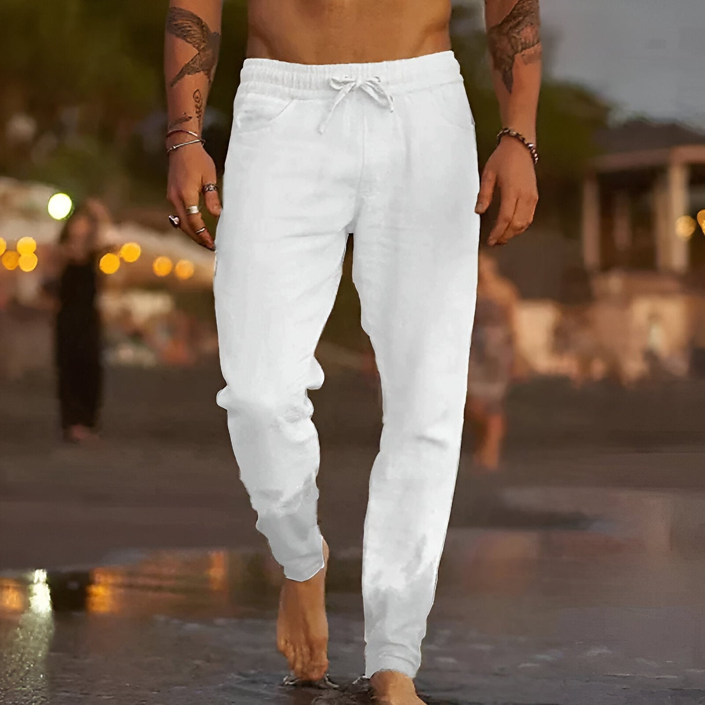 Men's Loose Fit Linen Trousers Summer