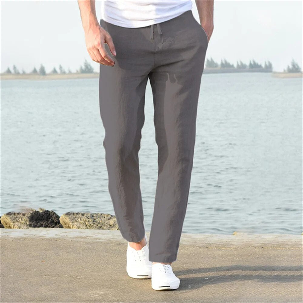 Light Summer Trousers for Men Comfortable Straight Leg