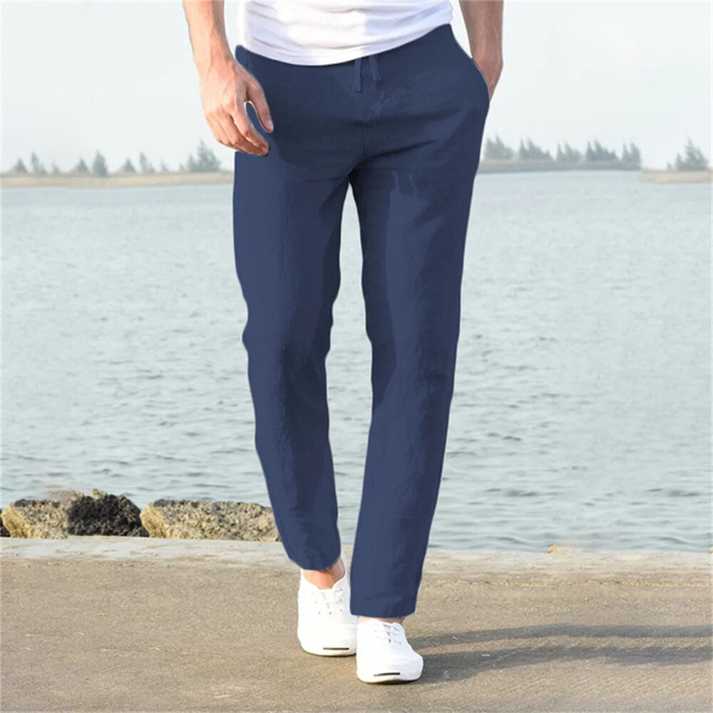 Light Summer Trousers for Men Comfortable Straight Leg