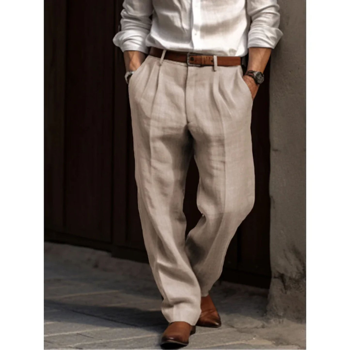 Leinenhose Sommer Bequem Lockere Passform - IdealeKleiden