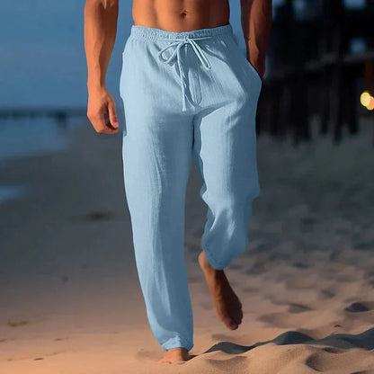 Linen Pants Men Summer Elastic Comfortable