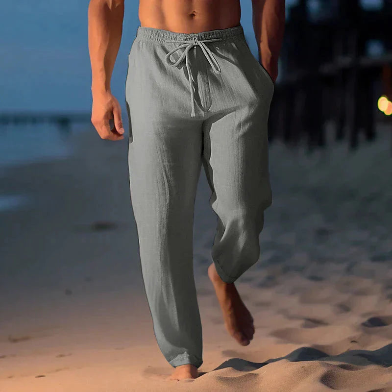 Linen Pants Men Summer Elastic Comfortable