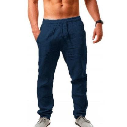 Men's Linen Pants Summer Breathable Elastic