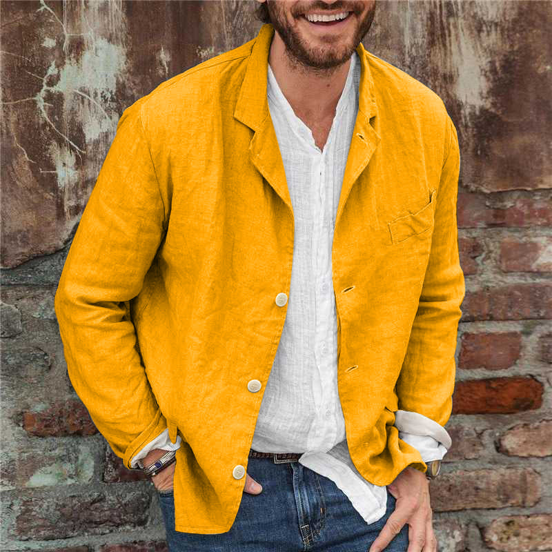Men's Long Sleeve Elegant Linen Blazer