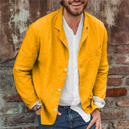 Men's Long Sleeve Elegant Linen Blazer