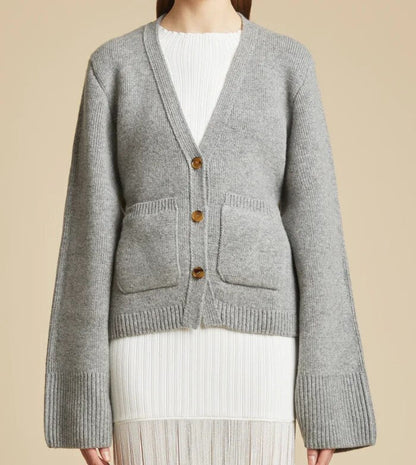 Women's Elegant V-Neck Button-Front Cardigan